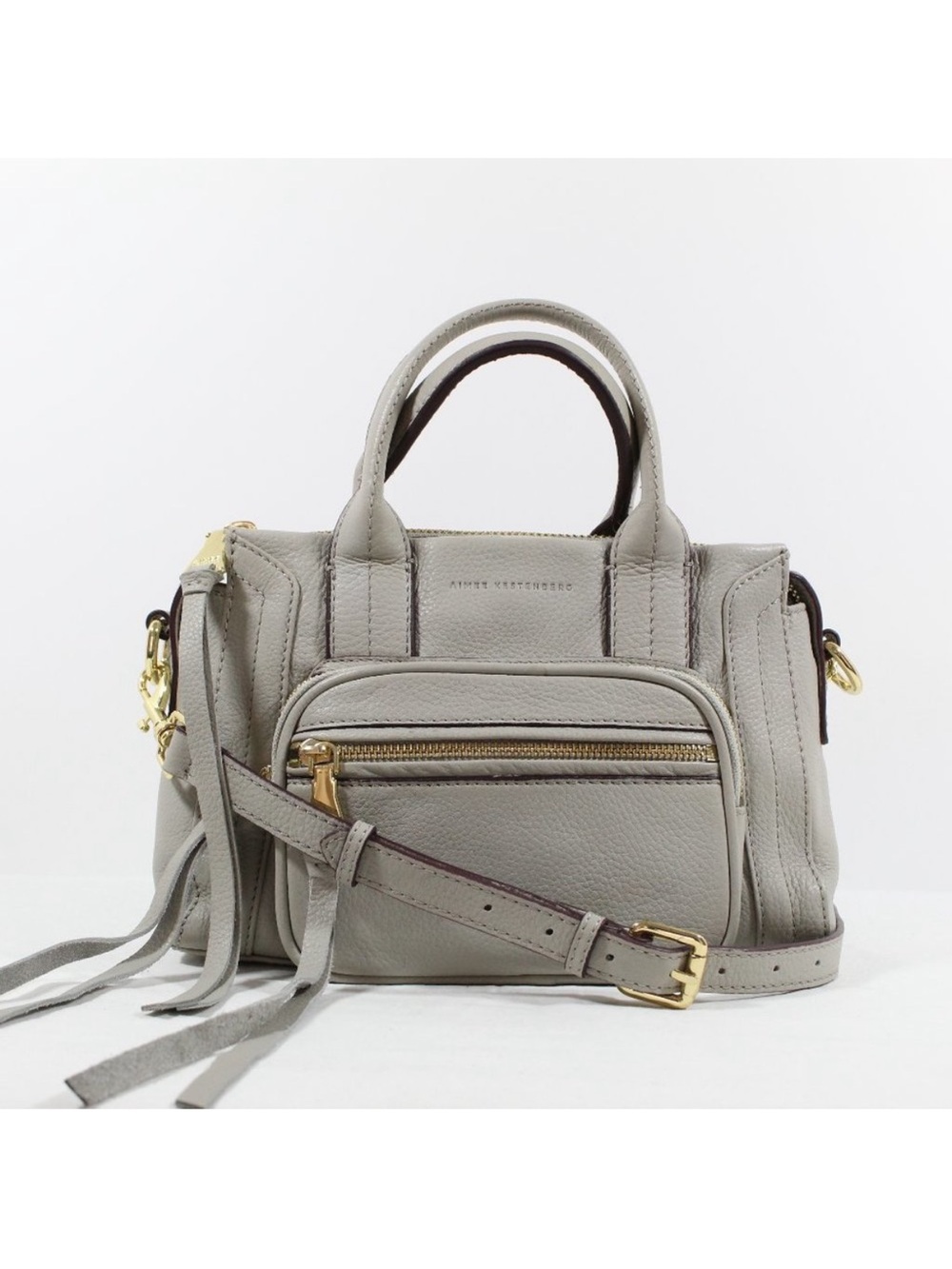 Aimee Kestenberg Vetto Cargo Mini Satchel Bag lighr gray pebbled leather